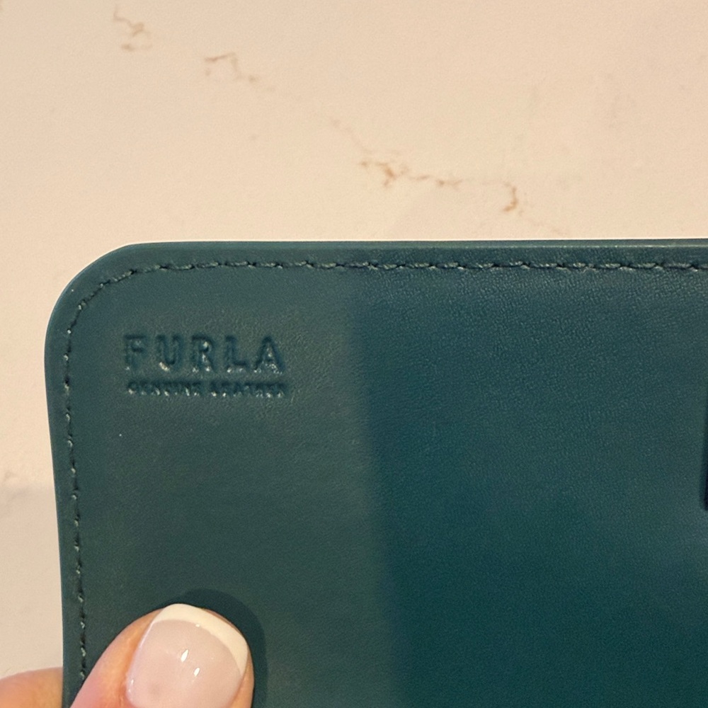 Furla Teal Clutch with Gold Chain - Picture 7 of 9